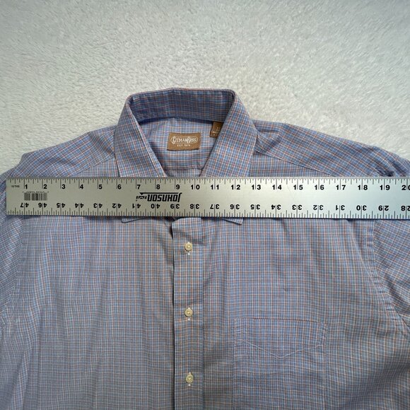 Gitman Bros Mens 17 35 Blue Plaid Long Sleeve Button-Up Dress Shirt 100% Cotton - Picture 5 of 7